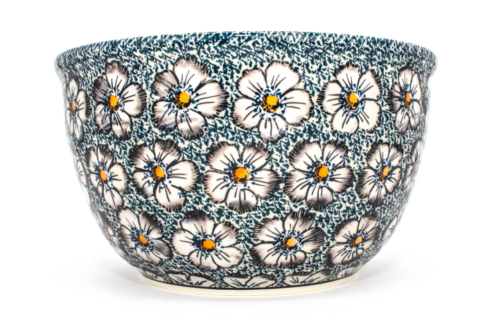 Bol salata rotund, ceramica smaltuita, Floral Beauty, pictat manual, 26,3 cm, volum 4,5 L [2]