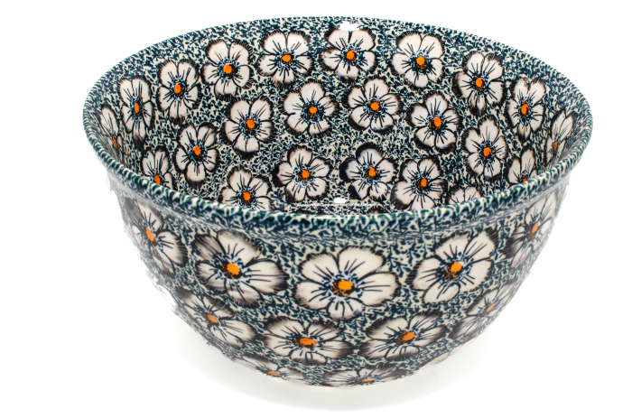 Bol salata rotund, ceramica smaltuita, Floral Beauty, pictat manual, 26,3 cm, volum 4,5 L [4]