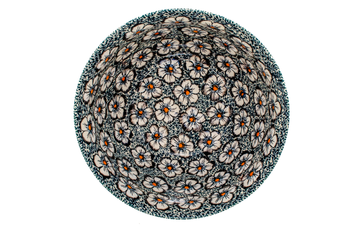 Bol salata rotund, ceramica smaltuita, Floral Beauty, pictat manual, 26,3 cm, volum 4,5 L [3]