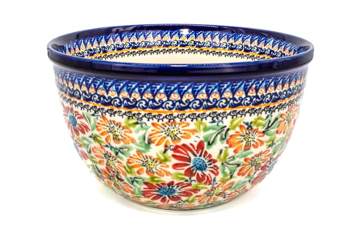 Bol salata, rotund, Flower Jungle, ceramica smaltuita, pictat manual, 20,5 cm, volum 2,25L [2]