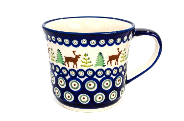 Cana ceramica smaltuita pentru cafea/ceai/vin fiert Reindeer, pictata manual, 500 ml [4]