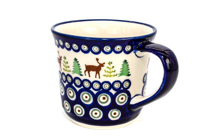 Cana ceramica smaltuita pentru cafea/ceai/vin fiert Reindeer, pictata manual, 500 ml [5]
