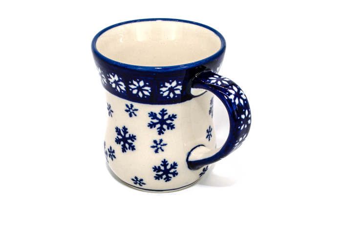 Cana ceramica smaltuita pentru cafea/ceai/vin fiert Snowflakes, pictata manual, 250 ml [3]