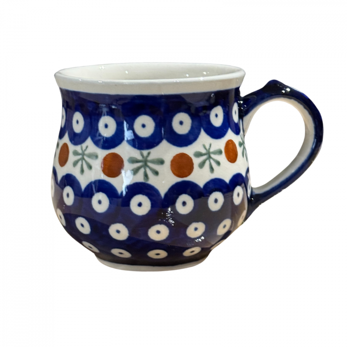 Cana ceramica smaltuita pentru ceai / cafea / vin fiert Blue Eyes Festive, in forma de "balon", pictata manual, 230ml [5]