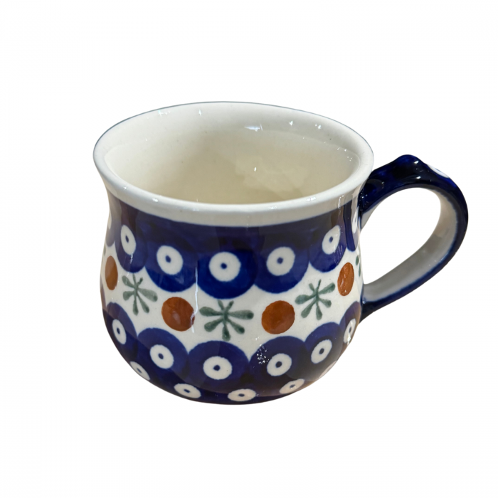 Cana ceramica smaltuita pentru ceai / cafea / vin fiert Blue Eyes Festive, in forma de "balon", pictata manual, 230ml [3]