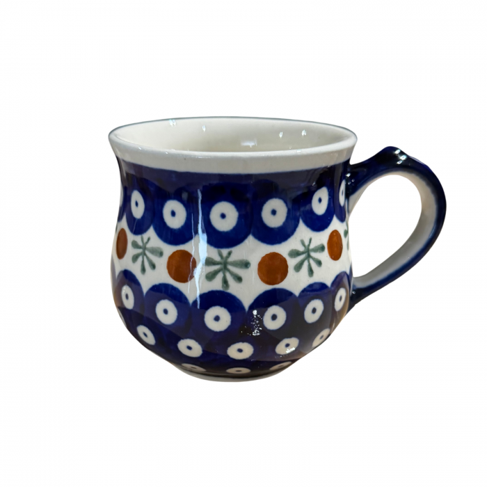 Cana ceramica smaltuita pentru ceai / cafea / vin fiert Blue Eyes Festive, in forma de "balon", pictata manual, 230ml [6]