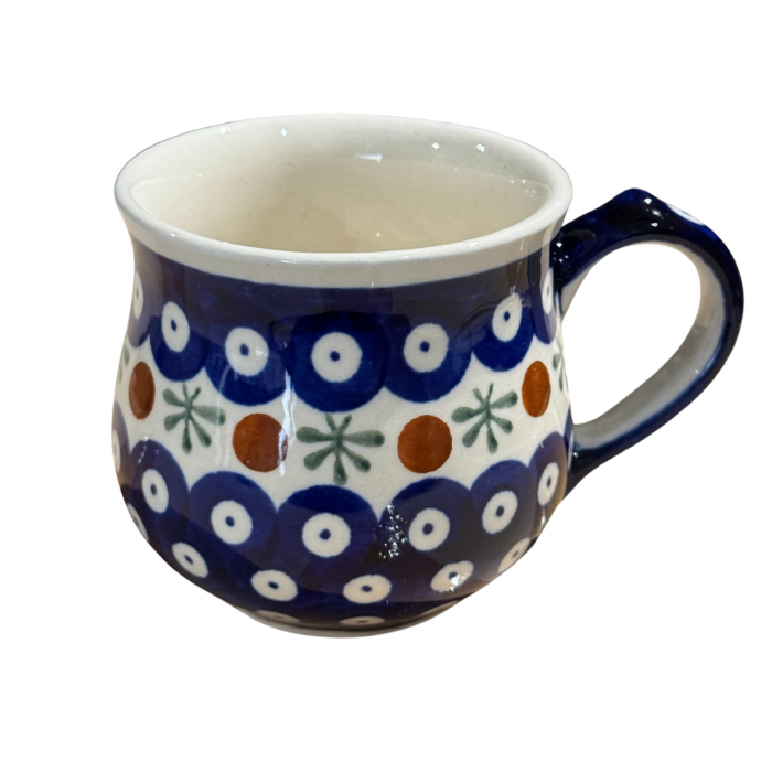 Cana ceramica smaltuita pentru ceai / cafea / vin fiert Blue Eyes Festive, in forma de "balon", pictata manual, 230ml [4]