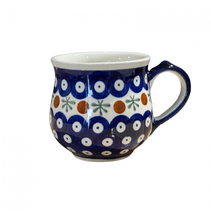 Cana ceramica smaltuita pentru ceai / cafea / vin fiert Blue Eyes Festive, in forma de "balon", pictata manual, 230ml [2]
