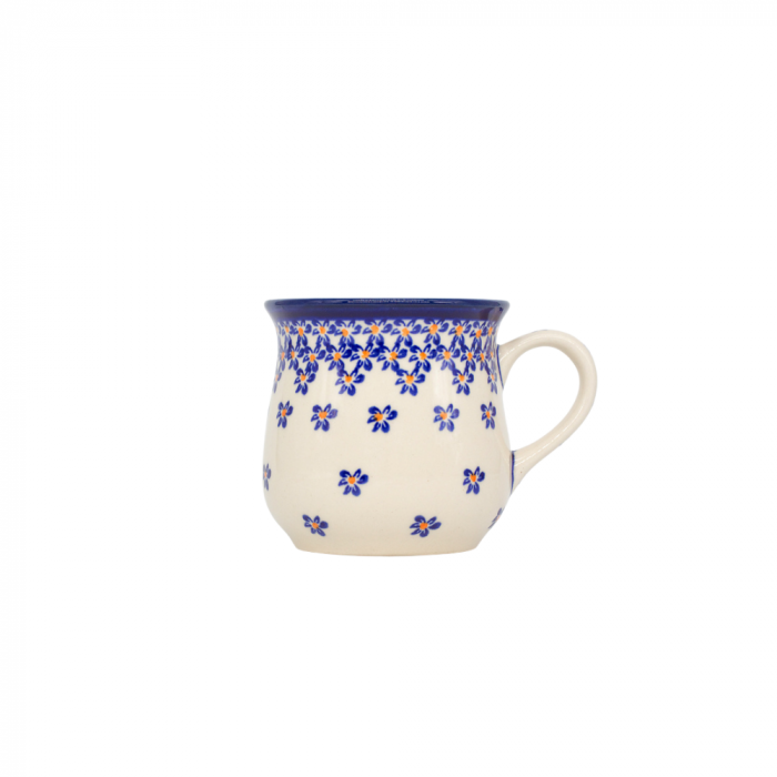 Cana ceramica smaltuita pentru ceai / cafea / vin fiert Blue Field, in forma de "balon", pictata manual, 250 ml [2]