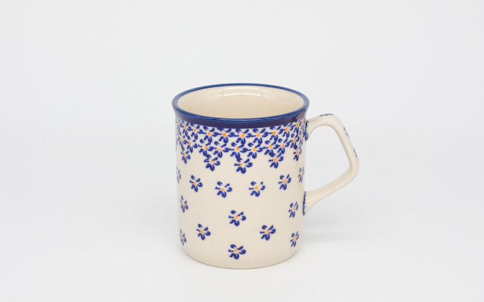 Cana ceramica smaltuita pentru ceai / cafea / vin fiert Blue Field, pictata manual, 250 ml [2]