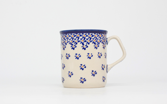 Cana ceramica smaltuita pentru ceai / cafea / vin fiert Blue Field, pictata manual, 250 ml [4]