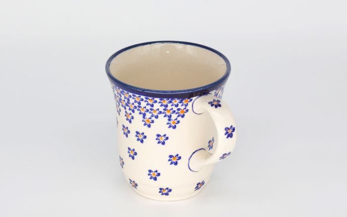 Cana ceramica smaltuita pentru ceai / cafea / vin fiert Blue Field, pictata manual, 300 ml [2]