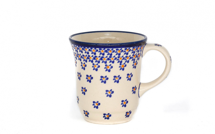Cana ceramica smaltuita pentru ceai / cafea / vin fiert Blue Field, pictata manual, 300 ml [4]