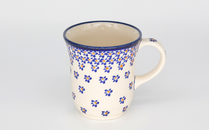 Cana ceramica smaltuita pentru ceai / cafea / vin fiert Blue Field, pictata manual, 300 ml [3]