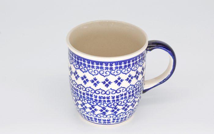 Cana ceramica smaltuita pentru ceai / cafea / vin fiert Blue Laces, pictata manual, 350 ml [2]