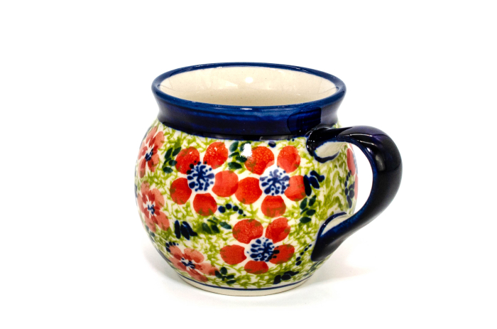 Cana ceramica smaltuita pentru ceai / cafea / vin fiert Fire Poppies, in forma de "balon", pictata manual, 220 ml [2]