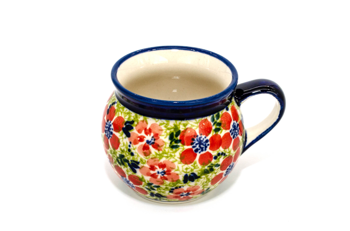 Cana ceramica smaltuita pentru ceai / cafea / vin fiert Fire Poppies, in forma de "balon", pictata manual, 220 ml [4]