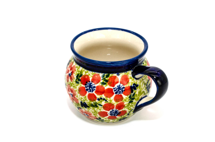 Cana ceramica smaltuita pentru ceai / cafea / vin fiert Fire Poppies, in forma de "balon", pictata manual, 220 ml [3]