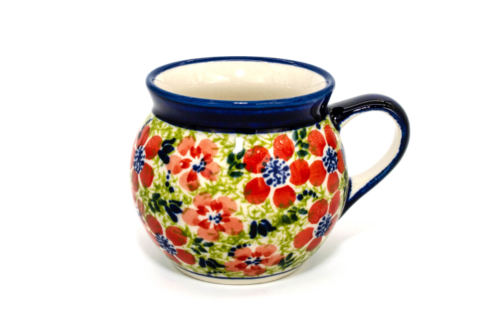 Cana ceramica smaltuita pentru ceai / cafea / vin fiert Fire Poppies, in forma de "balon", pictata manual, 220 ml [5]