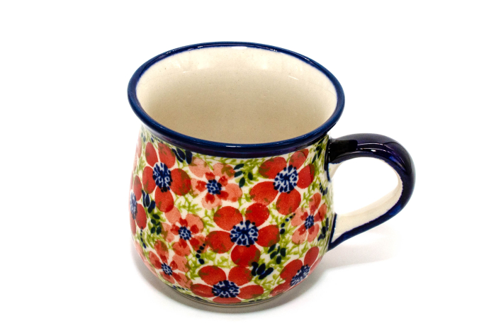 Cana ceramica smaltuita pentru ceai / cafea / vin fiert Fire Poppies, in forma de "balon", pictata manual, 250 ml [5]