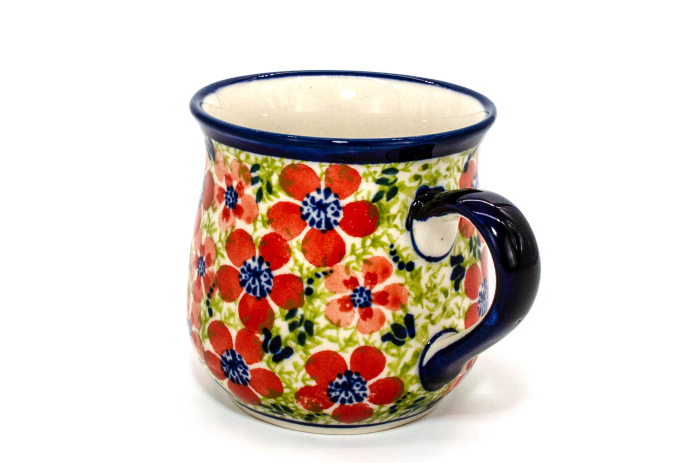 Cana ceramica smaltuita pentru ceai / cafea / vin fiert Fire Poppies, in forma de "balon", pictata manual, 250 ml [3]