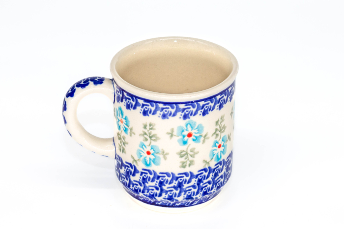 Cana ceramica smaltuita pentru ceai / cafea / vin fiert Forget-me-nots, pictata manual, 250 ml [3]