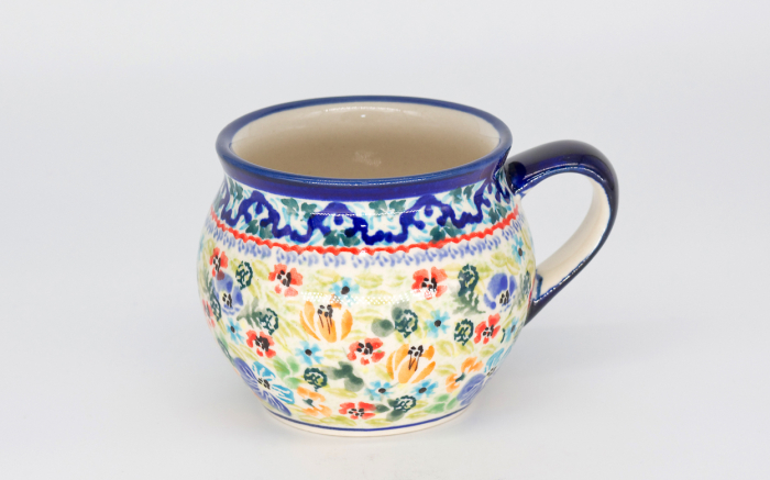 Cana ceramica smaltuita pentru ceai / cafea / vin fiert Garden, in forma de "balon", pictata manual, 320 ml [2]