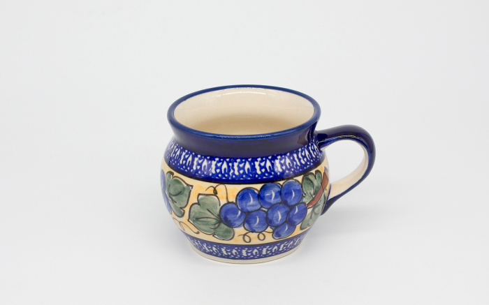 Cana ceramica smaltuita pentru ceai / cafea / vin fiert Grapes, in forma de "balon", pictata manual, 420 ml [2]