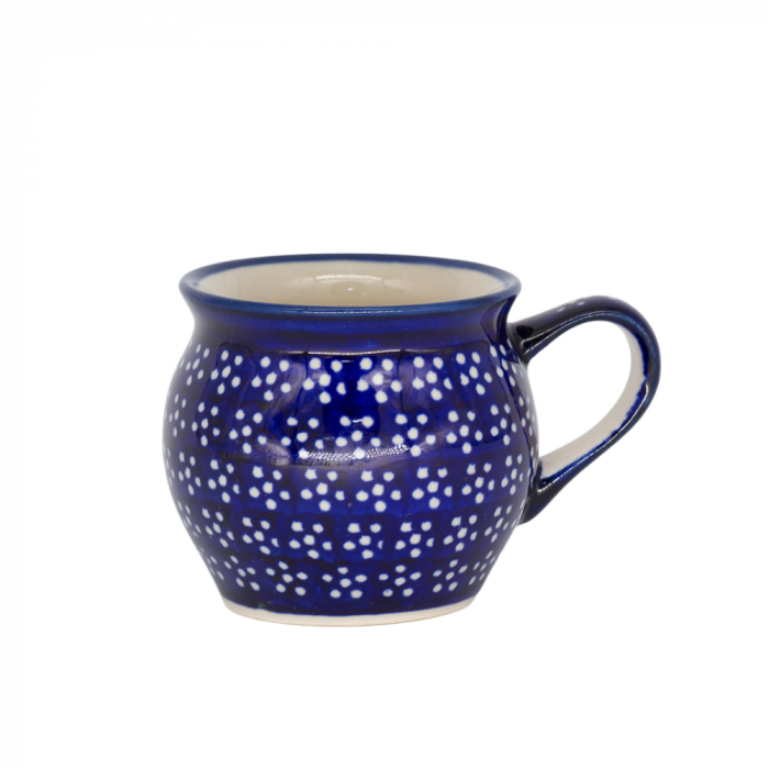 Cana ceramica smaltuita  pentru ceai / cafea / vin fiert Navy Blue, in forma de "balon", pictata manual, 160 ml [2]
