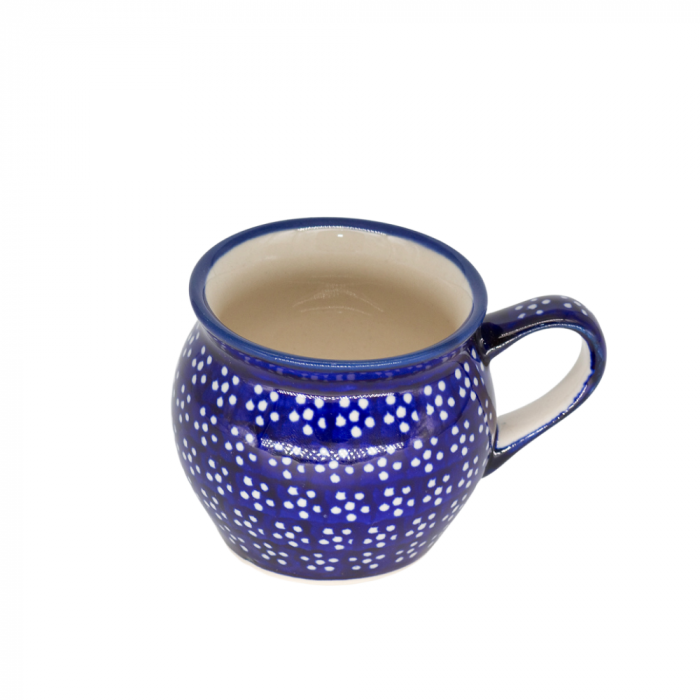 Cana ceramica smaltuita  pentru ceai / cafea / vin fiert Navy Blue, in forma de "balon", pictata manual, 160 ml [3]