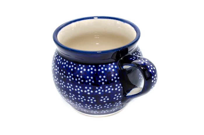 Cana ceramica smaltuita pentru ceai / cafea / vin fiert Navy Blue, in forma de "balon", pictata manual, 420 ml [3]
