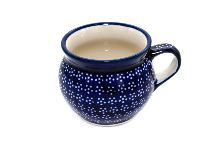Cana ceramica smaltuita pentru ceai / cafea / vin fiert Navy Blue, in forma de "balon", pictata manual, 420 ml [2]