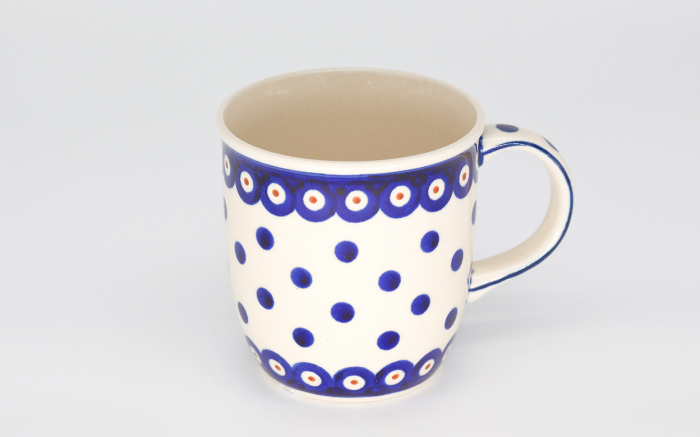 Cana ceramica smaltuita pentru ceai / cafea / vin fiert Peacock Dots, pictata manual, 350 ml [2]