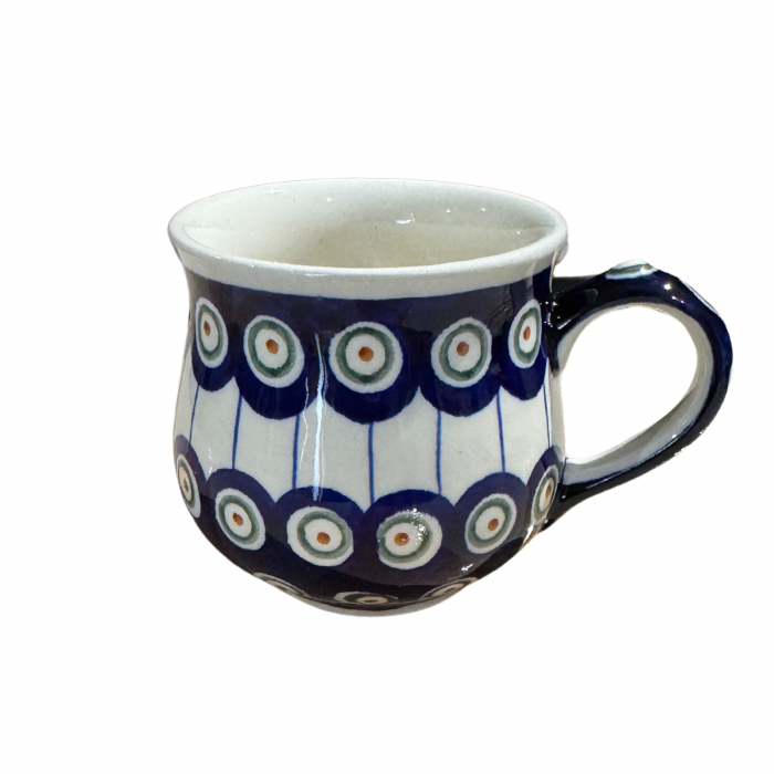 Cana ceramica smaltuita pentru ceai / cafea / vin fiert Peacock Eyes, in forma de "balon", pictata manual, 230ml [2]
