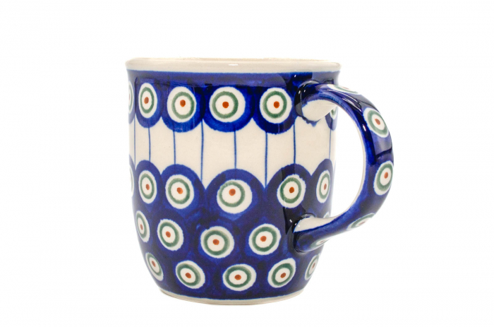 Cana ceramica smaltuita pentru ceai / cafea / vin fiert Peacock Eyes, pictata manual, 350 ml [6]