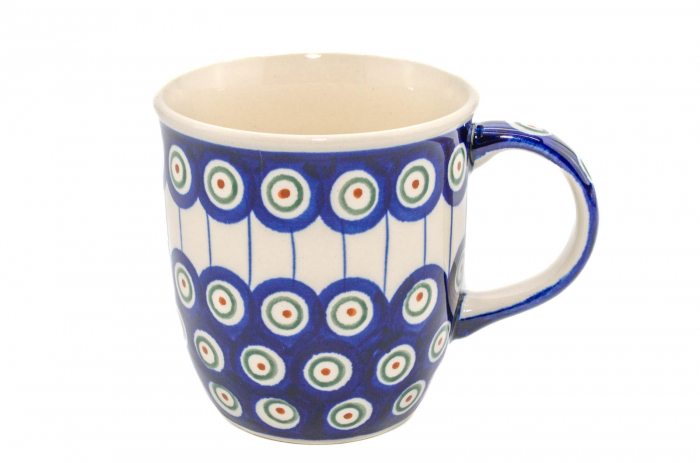 Cana ceramica smaltuita pentru ceai / cafea / vin fiert Peacock Eyes, pictata manual, 350 ml [3]