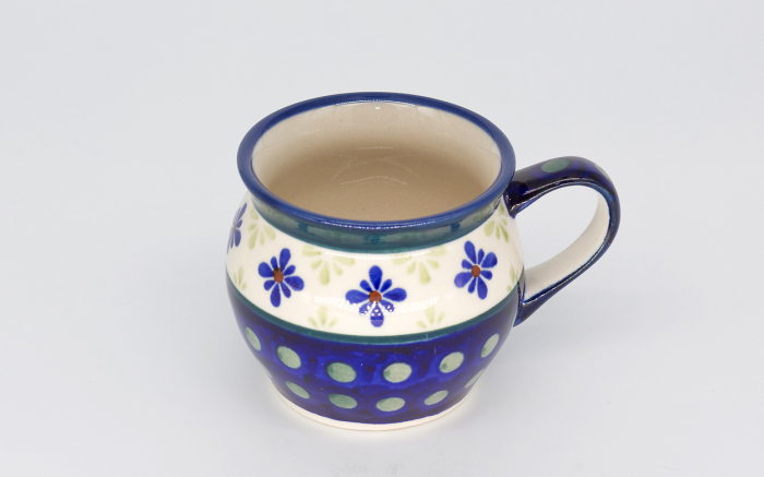 Cana ceramica smaltuita pentru ceai / cafea / vin fiert Peacock Flowers, in forma de "balon", pictata manual, 160 ml [2]