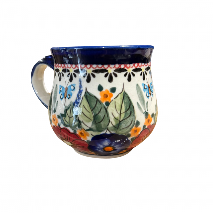 Cana ceramica smaltuita pentru ceai / cafea / vin fiert Poppy Fountain, in forma de "balon", pictata manual, 230ml [7]