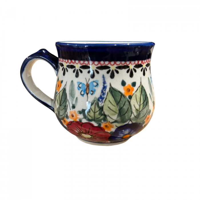 Cana ceramica smaltuita pentru ceai / cafea / vin fiert Poppy Fountain, in forma de "balon", pictata manual, 230ml [6]