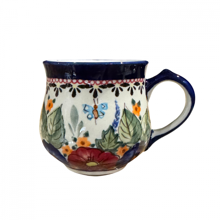 Cana ceramica smaltuita pentru ceai / cafea / vin fiert Poppy Fountain, in forma de "balon", pictata manual, 230ml [5]