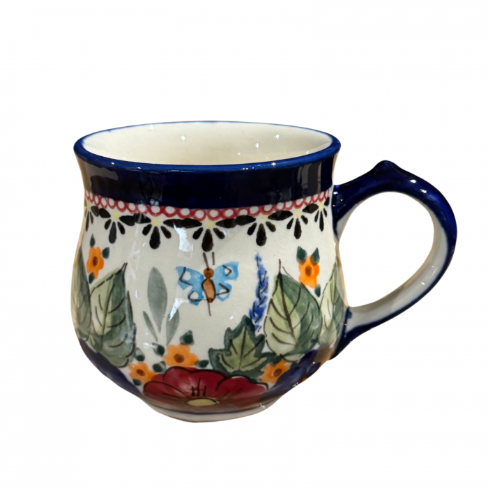Cana ceramica smaltuita pentru ceai / cafea / vin fiert Poppy Fountain, in forma de "balon", pictata manual, 230ml [4]