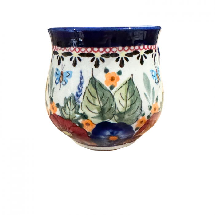 Cana ceramica smaltuita pentru ceai / cafea / vin fiert Poppy Fountain, in forma de "balon", pictata manual, 230ml [8]