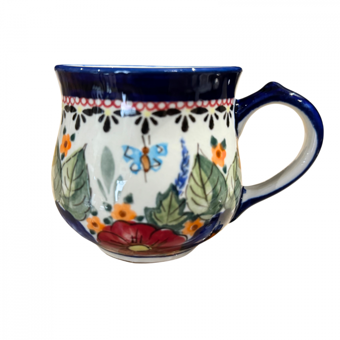 Cana ceramica smaltuita pentru ceai / cafea / vin fiert Poppy Fountain, in forma de "balon", pictata manual, 230ml [3]