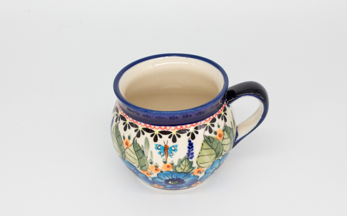 Cana ceramica smaltuita pentru ceai / cafea / vin fiert Regal Bouquet, in forma de "balon", pictata manual, 320 ml [3]