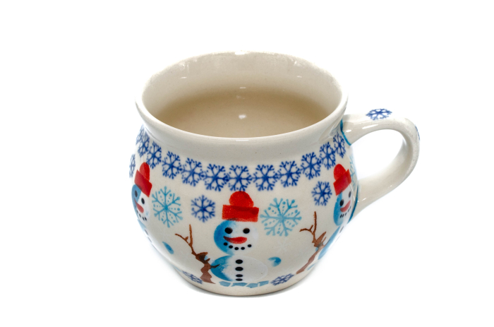 Cana ceramica smaltuita pentru ceai / cafea / vin fiert Snowman Dance, in forma de "balon", pictata manual, 420 ml [2]