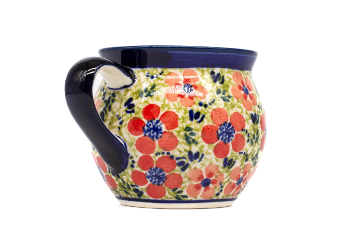 Cana ceramica smaltuita pentru pentru ceai / cafea / vin fiert Fire Poppies, in forma de "balon", pictata manual, 320 ml [5]