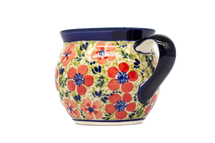 Cana ceramica smaltuita pentru pentru ceai / cafea / vin fiert Fire Poppies, in forma de "balon", pictata manual, 320 ml [4]