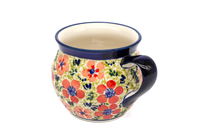 Cana ceramica smaltuita pentru pentru ceai / cafea / vin fiert Fire Poppies, in forma de "balon", pictata manual, 320 ml [3]