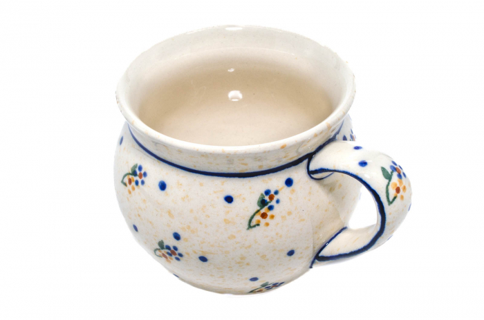 Cana ceramica smaltuita pentru pentru ceai / cafea / vin fiert Little Flowers, in forma de "balon", pictata manual, 320 ml [2]