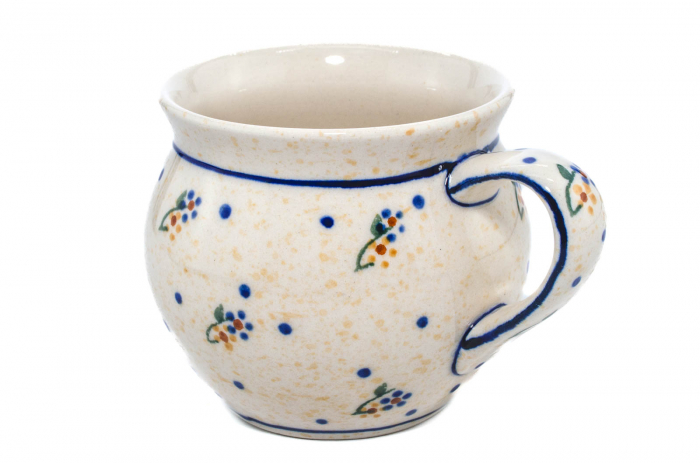 Cana ceramica smaltuita pentru pentru ceai / cafea / vin fiert Little Flowers, in forma de "balon", pictata manual, 320 ml [5]